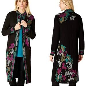 J.Jill NWT Trailing Flowers Jacquard Topper Floral Duster Sweater Coat Cardigan